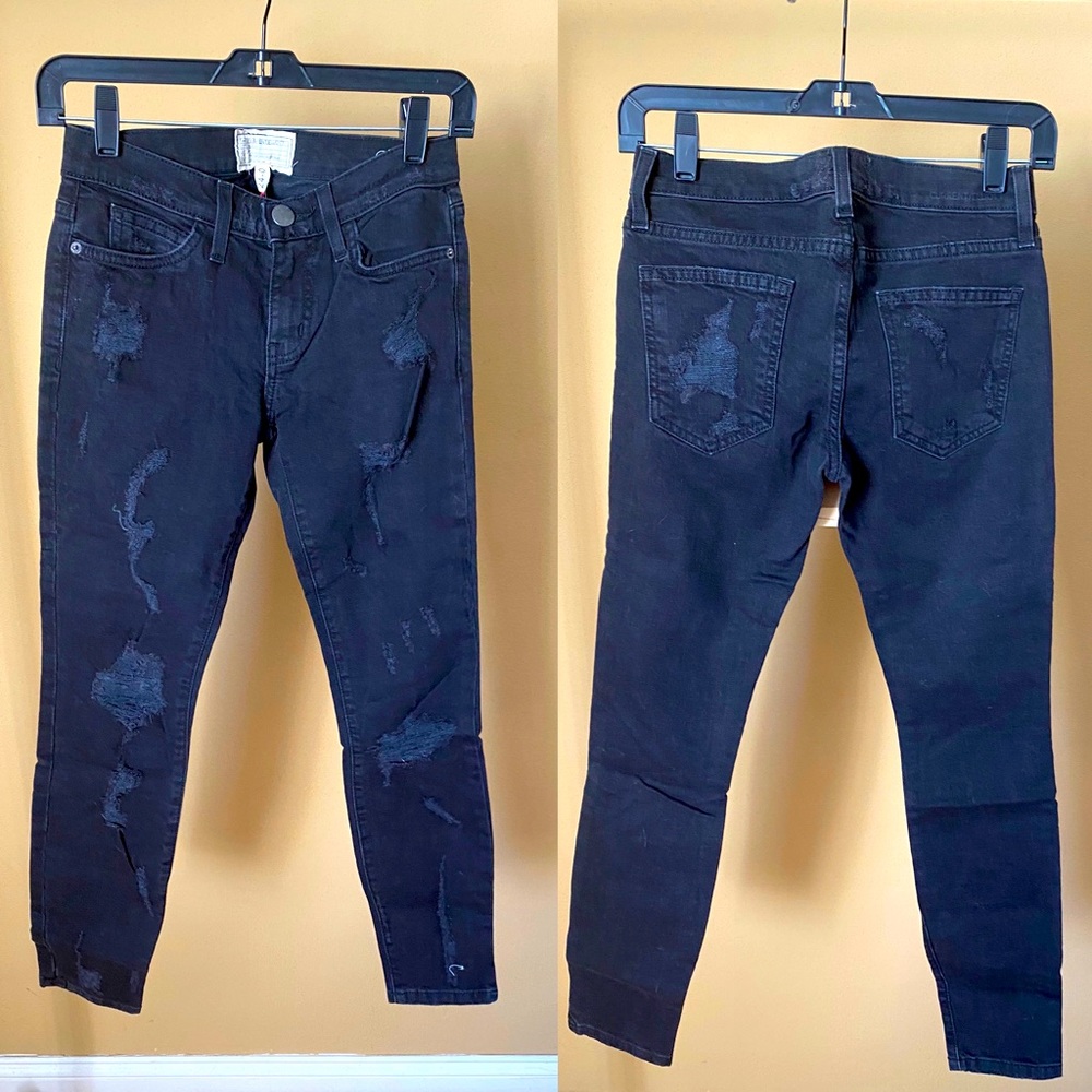 Current/Elliott The Stiletto Jeans, black shredded